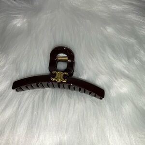 Dark Brown Hair Clip with Gold Accent